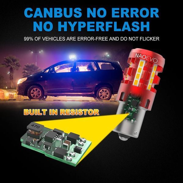 АВТОЛАМПИ СВІТЛОДІОДНІ LED BSMART CN360 1156 PY21W BAU15S 12В 21ВТ CANBUS ЖОВТИЙ (2ШТ) P21W Nao/Y фото