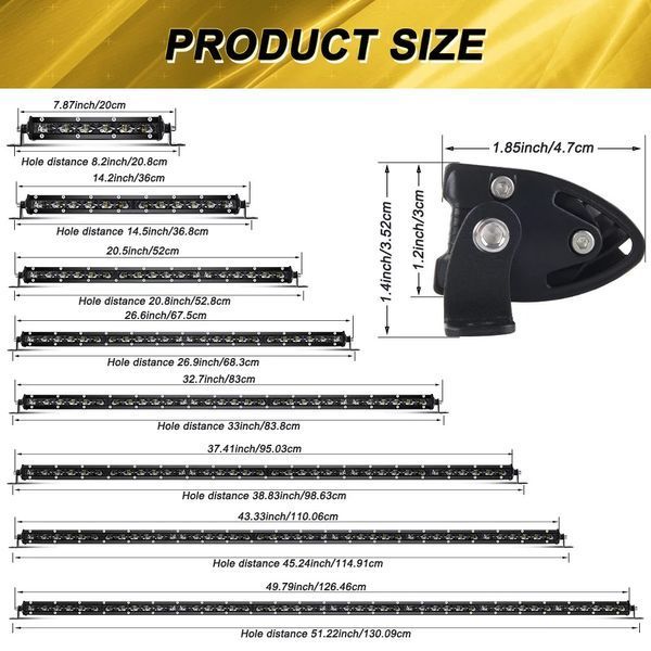 Світлодіодна фара Балка Led 54 ват 50 см однорядна з лінзою 6D OSRAM 500 х 29 х 45 мм 6D-54W Spot 500 mm фото