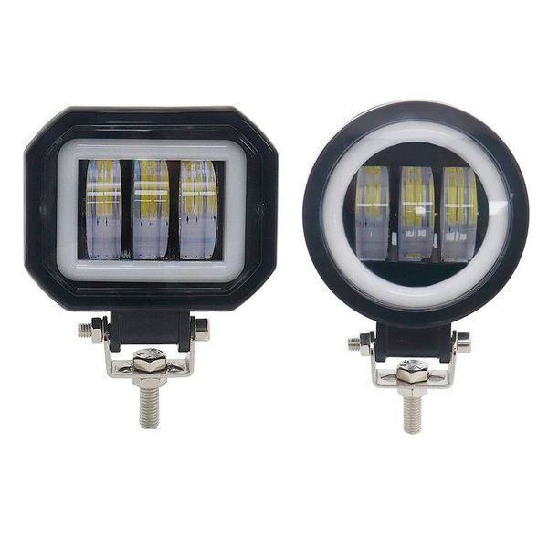 Комплект LED фар (2 шт.) 3 лінзи кругла + Ангельські очі + фари з лінзою і світлотіньовий кордоном! 30W 12-24V  L-30W-3 Лінзи -K фото