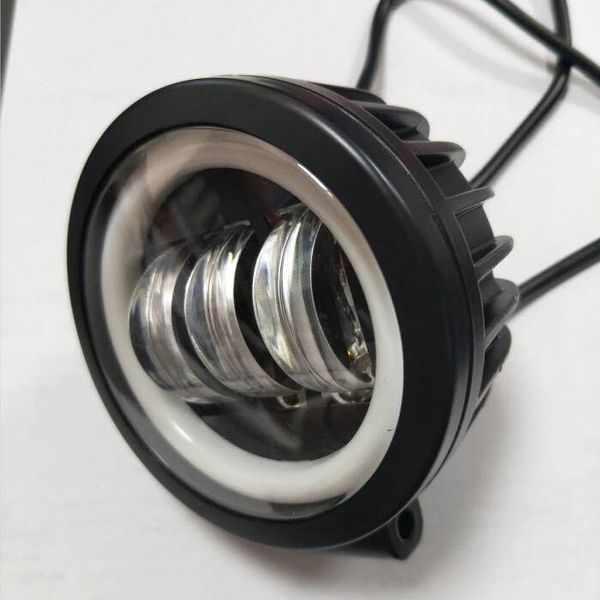Комплект LED фар (2 шт.) 3 лінзи кругла + Ангельські очі + фари з лінзою і світлотіньовий кордоном! 30W 12-24V  L-30W-3 Лінзи -K фото