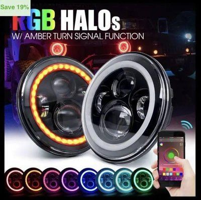 СВЕТОДИОДНАЯ LED ФАРА 75ВТ НИВА, УАЗ 469, ВАЗ 2101, 2121, FJ CRUISER, МОТОЦИКЛ, МОТО 7 ДЮЙМ 7D-RGB фото
