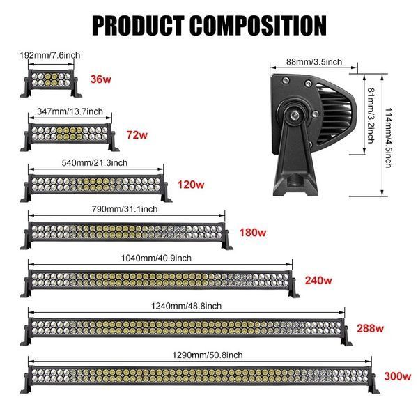Світлодіодна LED балка люстра на дах авто 240W Combo ближній+дальний 18 000Lm Led Bar-240W S+F Pro фото